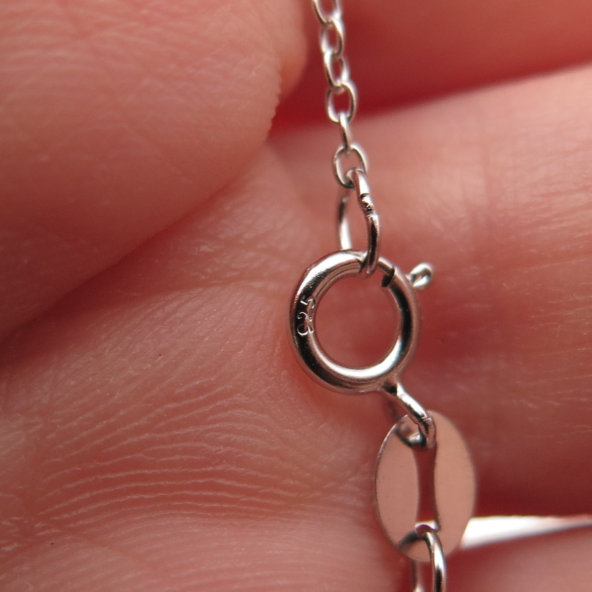 925 Sterling Silver Real Round-Cut Diamond Heart Cable Chain Necklace 18"