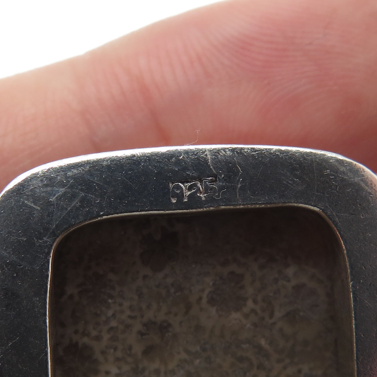 925 Sterling Silver Vintage Real Fossil Modernist Oxidized Pendant