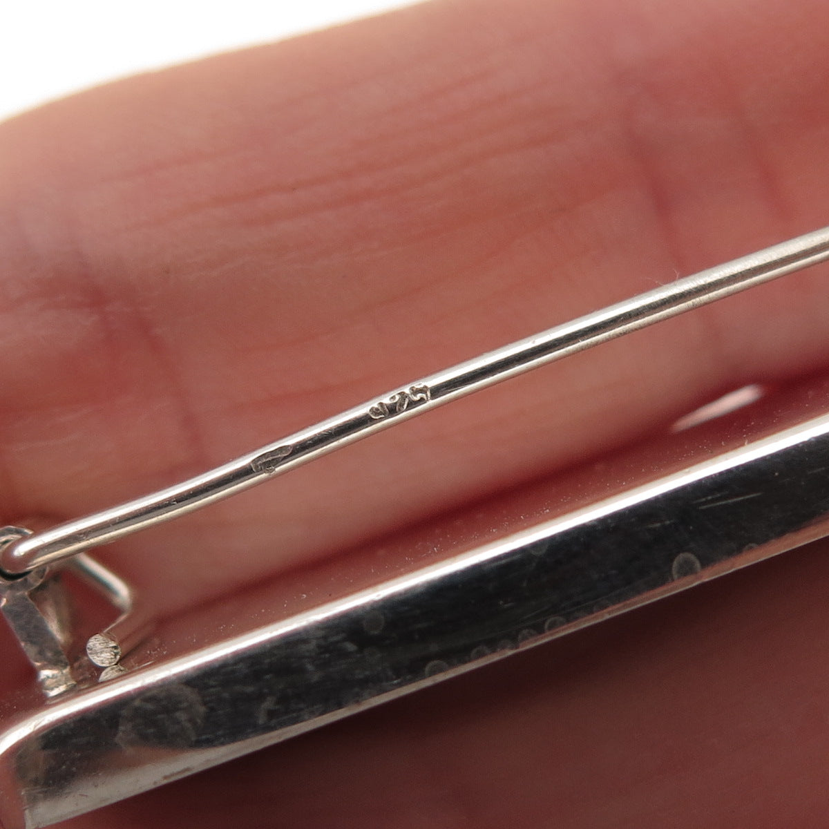 925 Sterling Silver Vintage Real Amber Modernist Pin Brooch