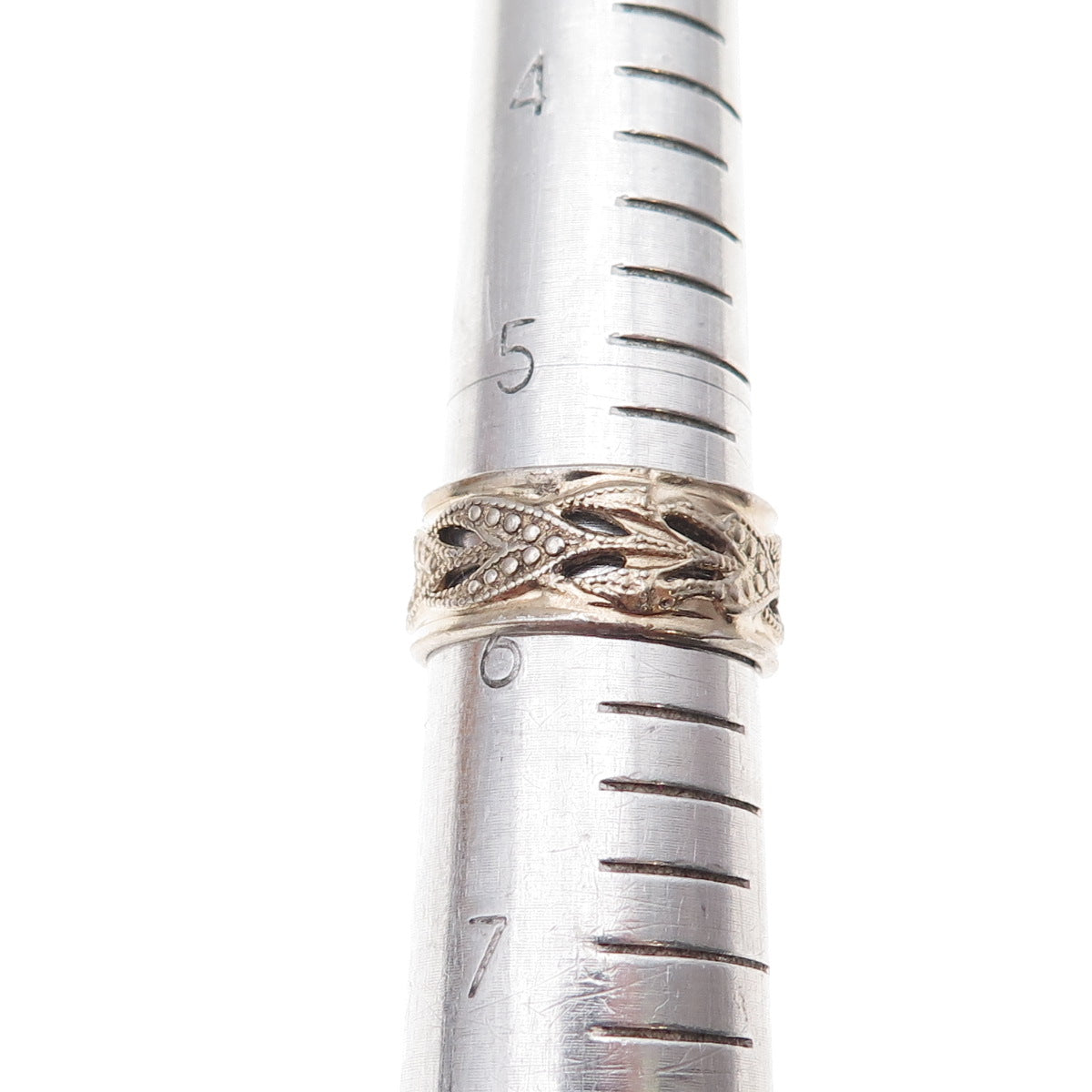 Vargas 925 Sterling Silver Gold Plated Antique Art Deco Floral Band Ring Size 6