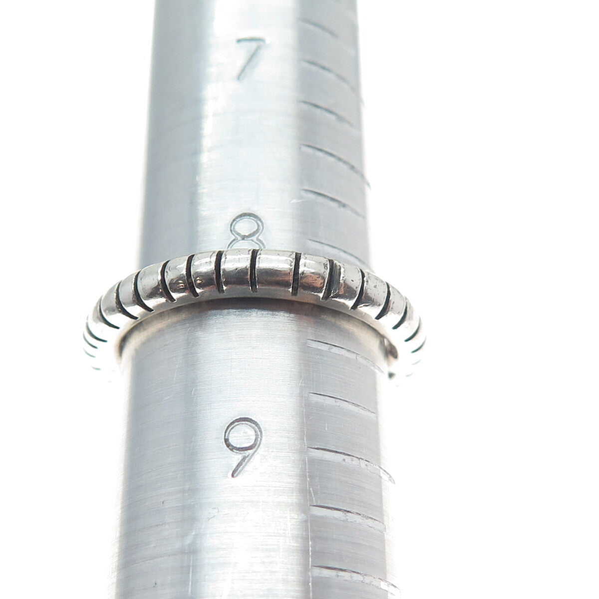 VERSANI 925 Sterling Silver Vintage Stackable Ribbed Band Ring Size 8.25