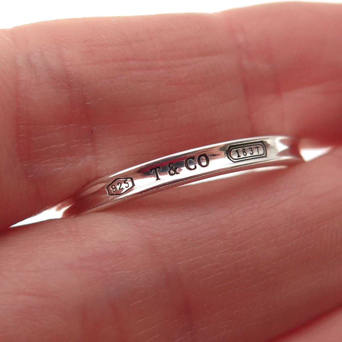 Tiffany & Co. 925 Sterling Silver Vintage 1837 Collection Hoop Earrings