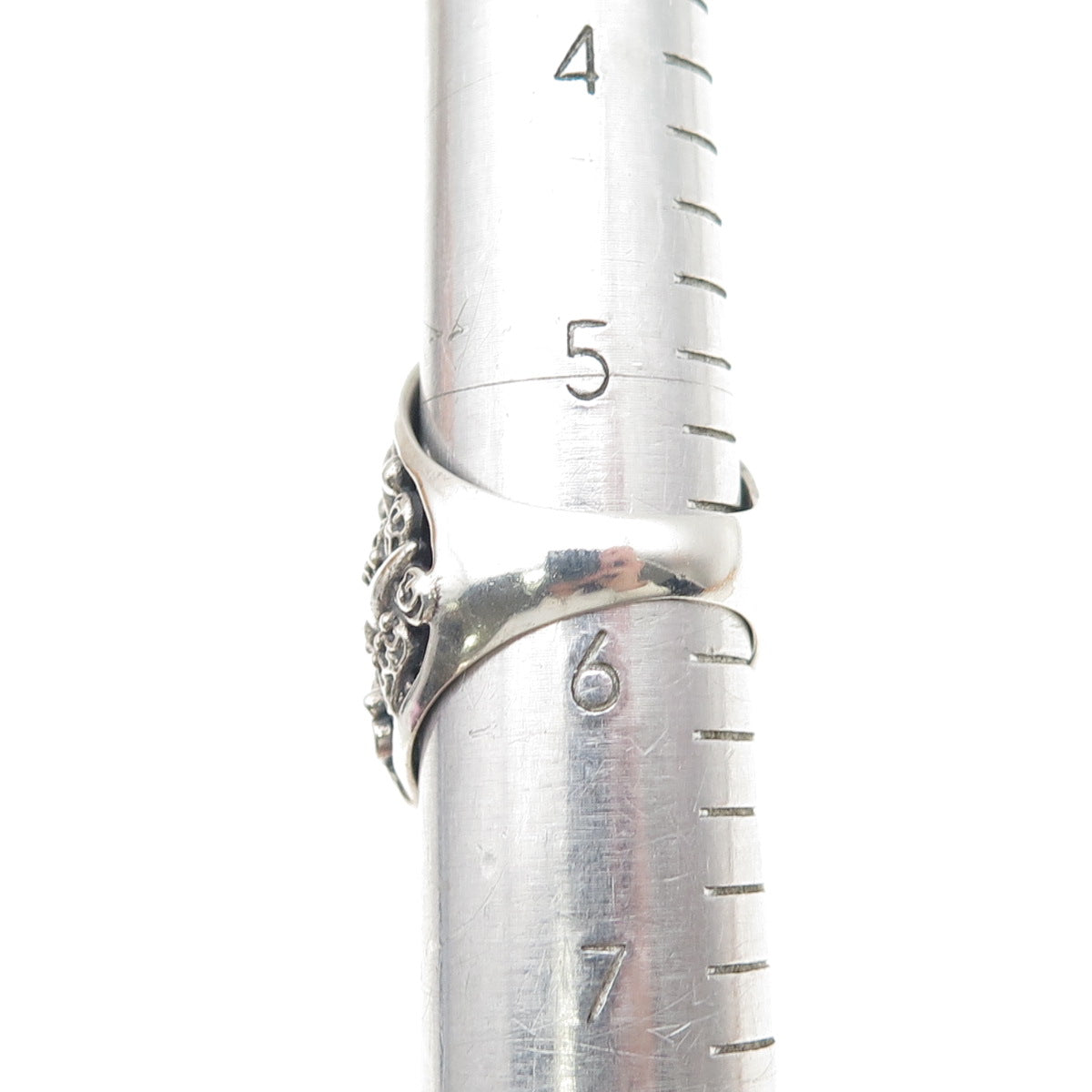 925 Sterling Silver Vintage Real Amethyst Butterfly & Flower Ring Size 5.75