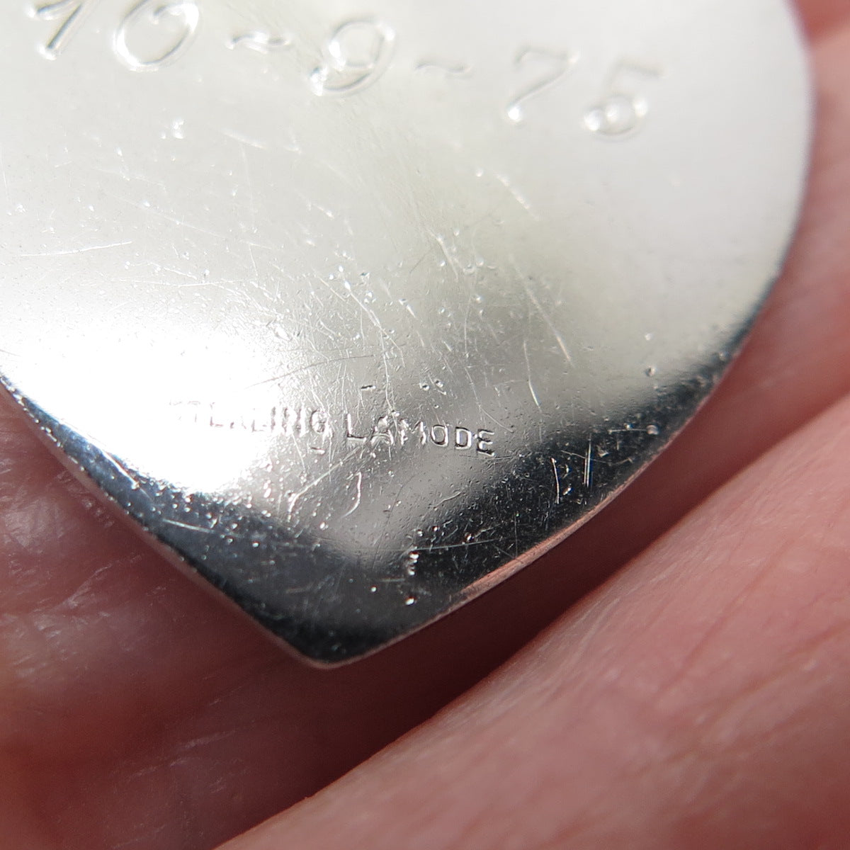 LAMODE 925 Sterling Silver Vintage Happy Anniversary Heart Tag Charm Pendant