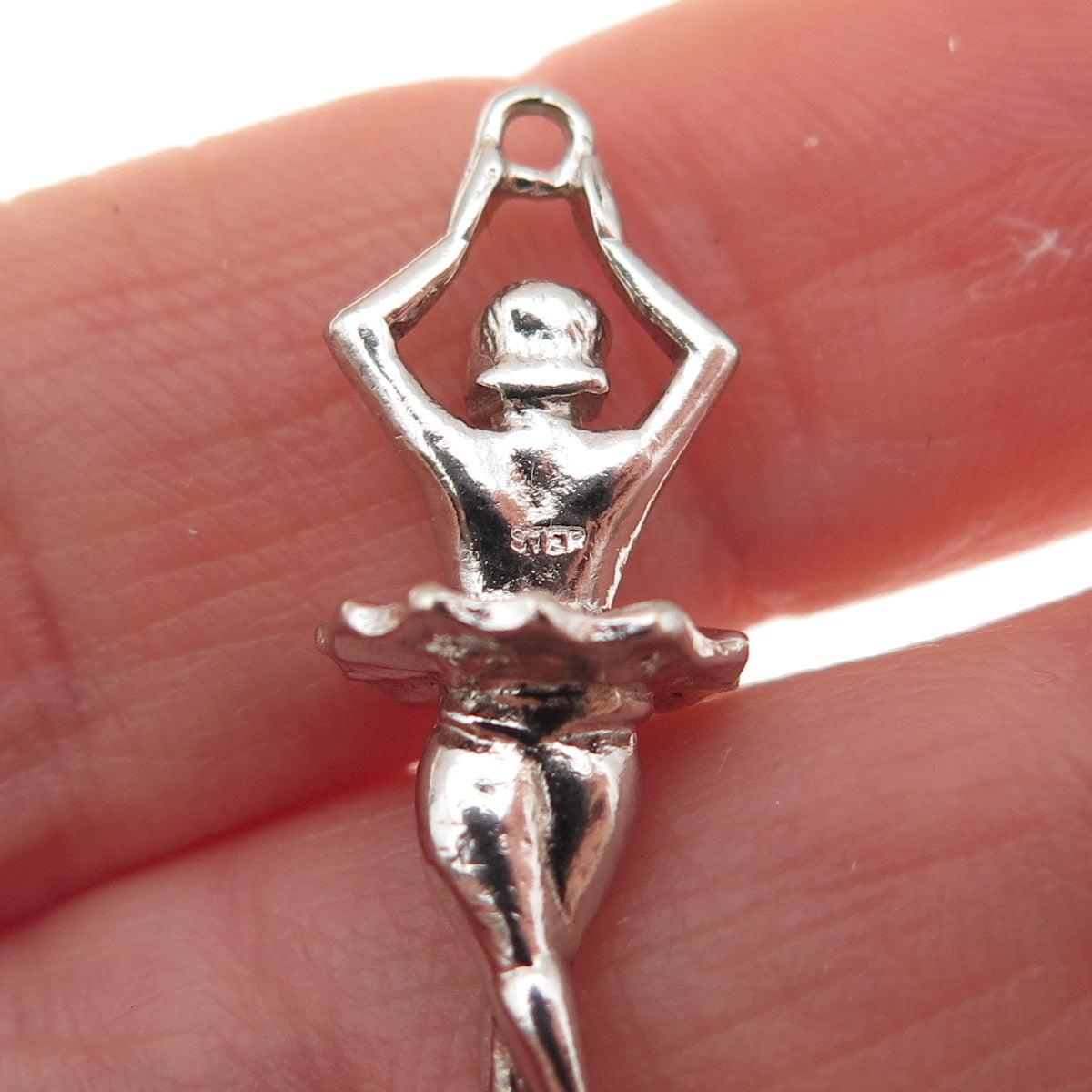 925 Sterling Silver Vintage Ballerina 3D Charm Pendant