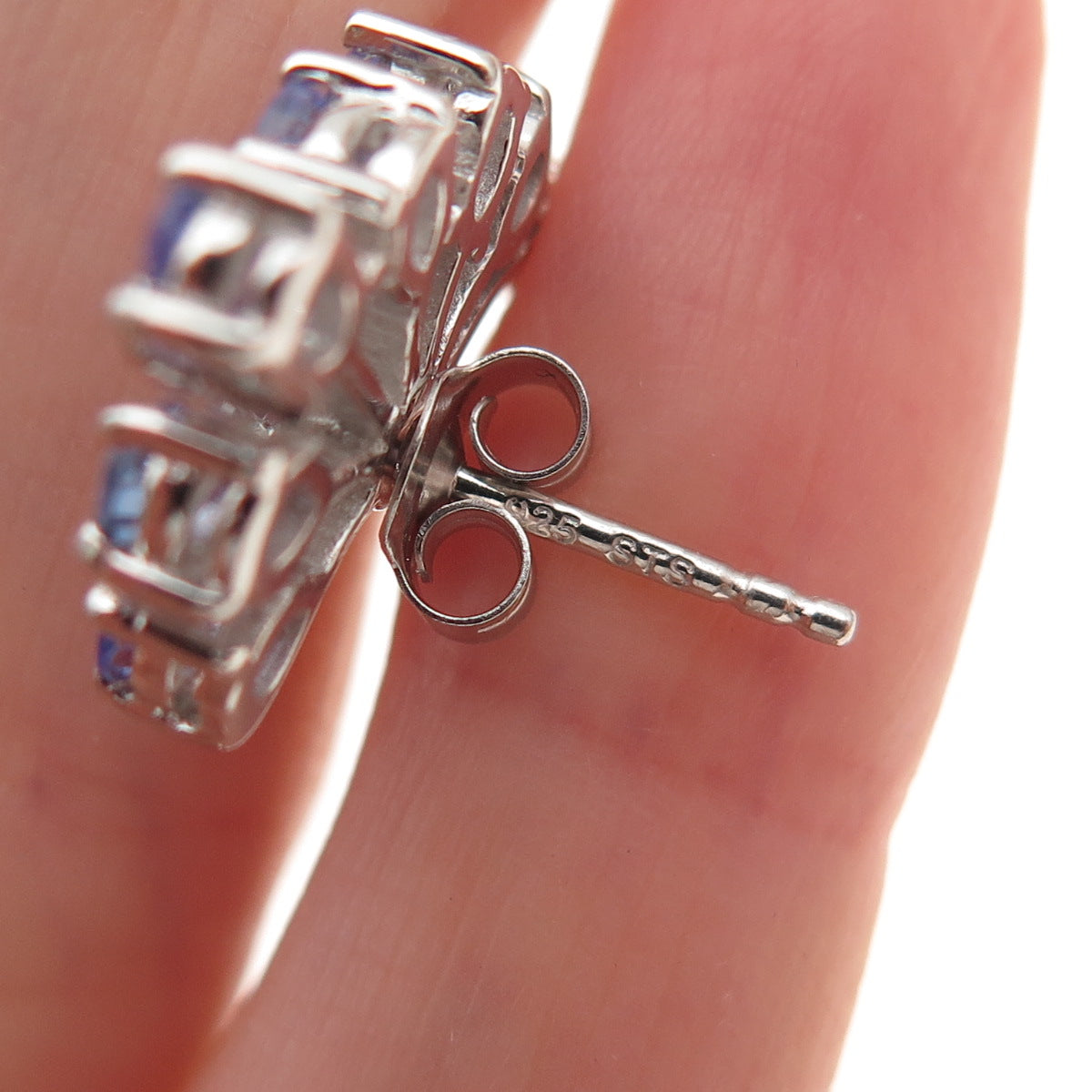 Chuck Clemency 925 Sterling Silver Real Pear-Cut Tanzanite Firework Earrings