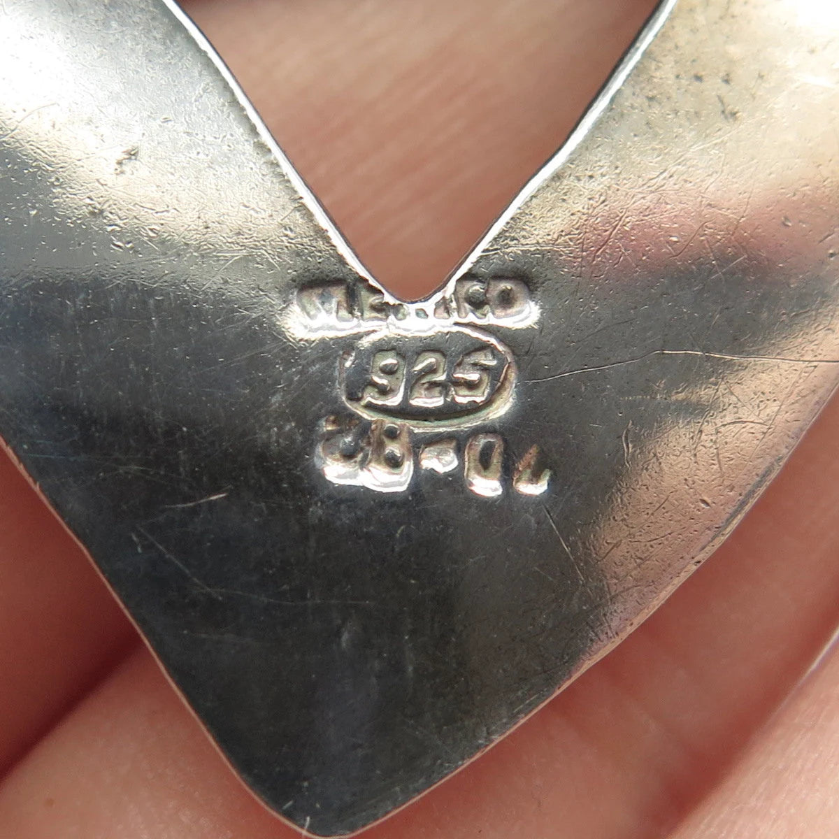 925 Sterling Silver 2-Tone Vintage Mexico Open Heart Pin Brooch