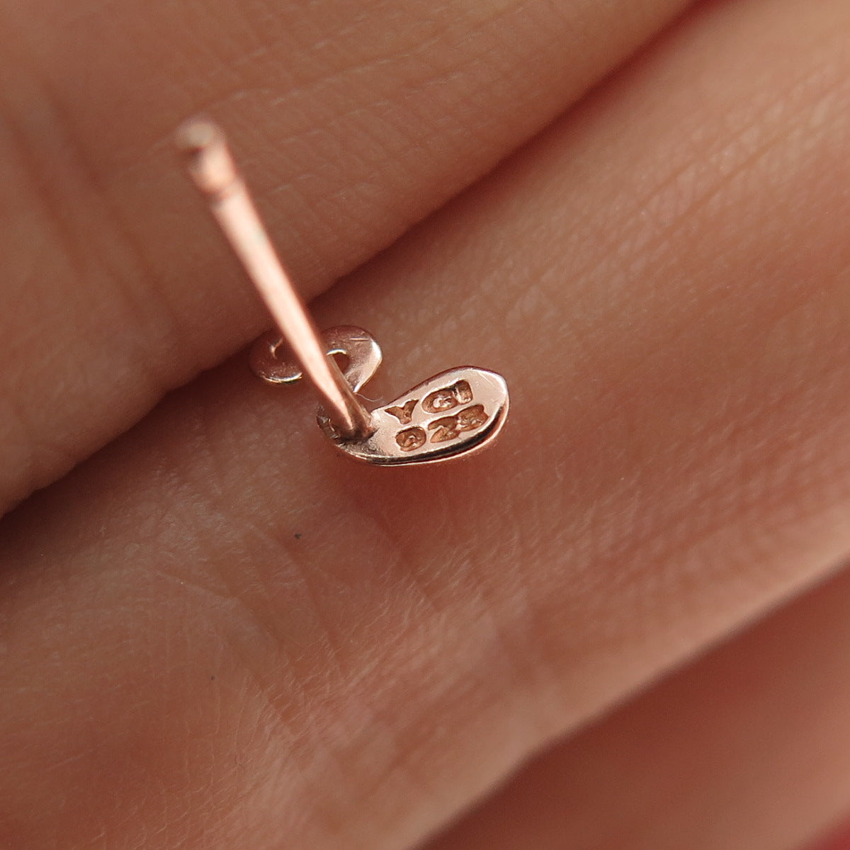 925 Sterling Silver Rose Gold Plated Modernist Zig Zag Stud Earrings