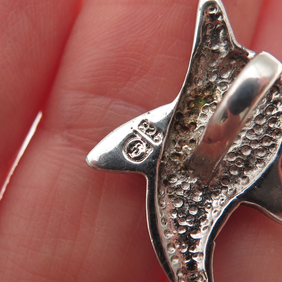 925 Sterling Silver Real Opal Friendly Dolphin Slide Charm Pendant