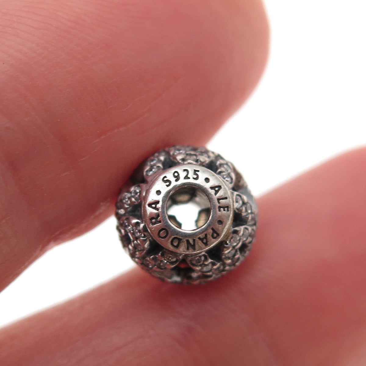 Pandora 925 Sterling Silver C Z Essence Appreciation Slide Bead Charm