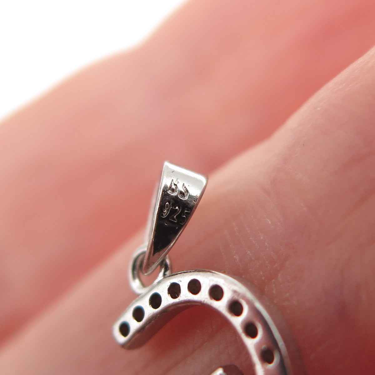 925 Sterling Silver Round-Cut C Z Letter G Initial Mini Charm Pendant