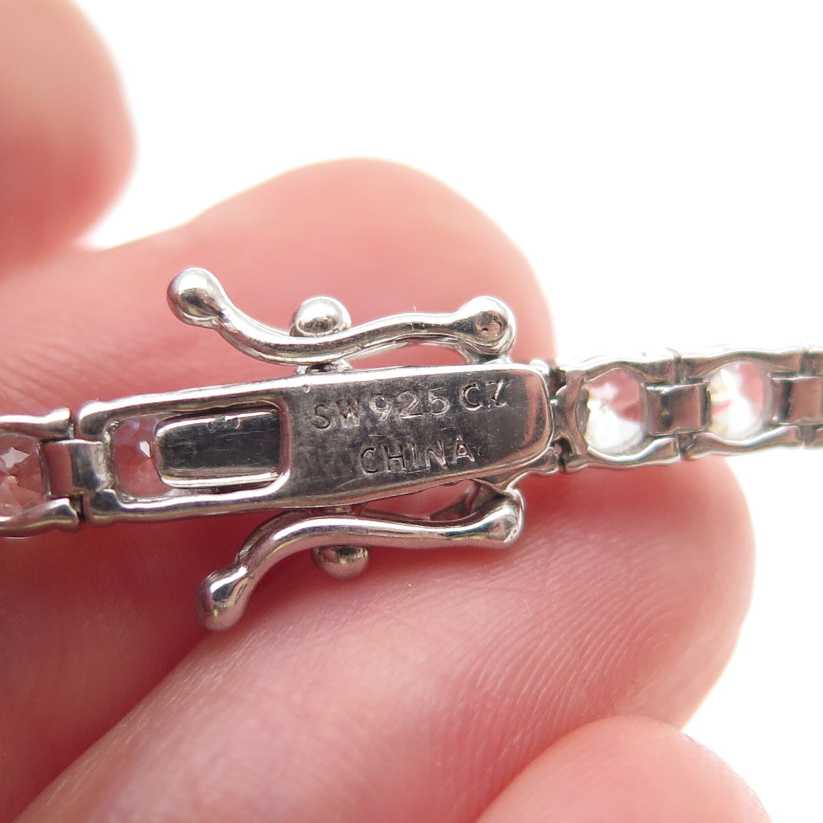 925 Sterling Silver Round-Cut C Z Tennis Link Bracelet 7"