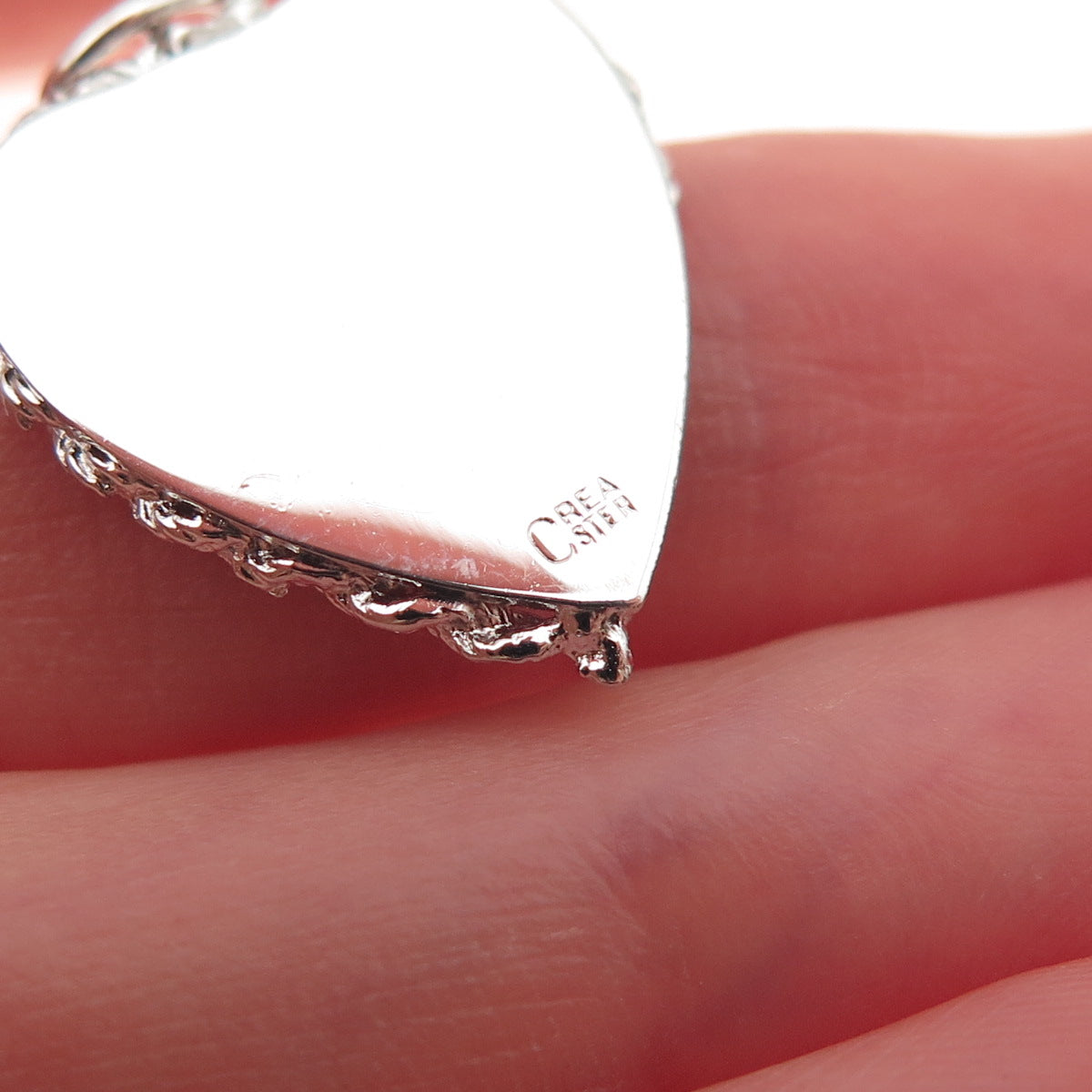 Crea 925 Sterling Silver Vintage Virgin Islands Heart Charm Pendant