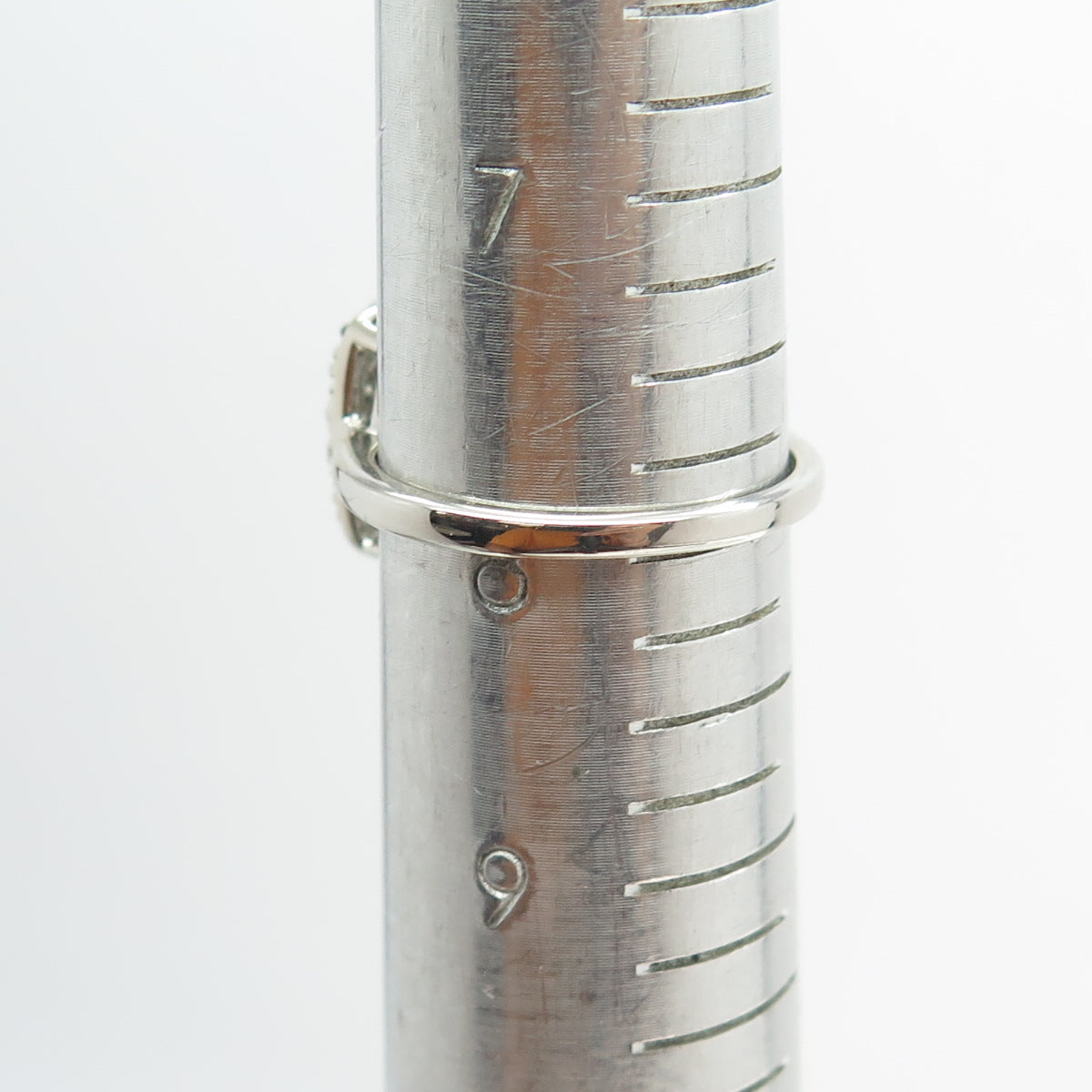 925 Sterling Silver Real Round-Cut Black Diamond Lattice Pattern Ring Size 8