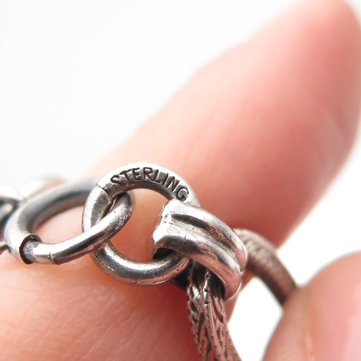 925 Sterling Silver Vintage Engraved Multi-Link Oxidized Bracelet 7.5"
