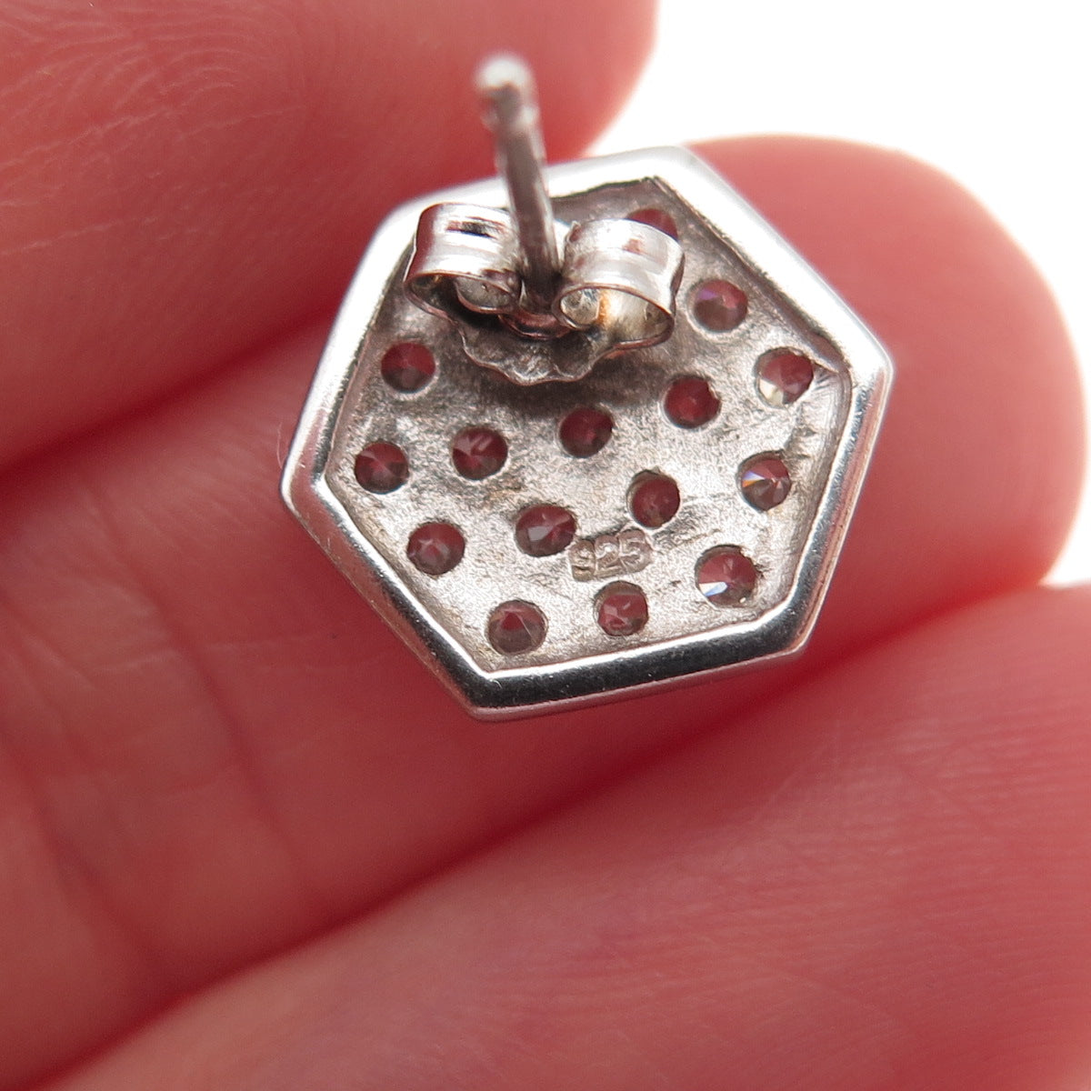 925 Sterling Silver Round-Cut C Z Stud Earrings