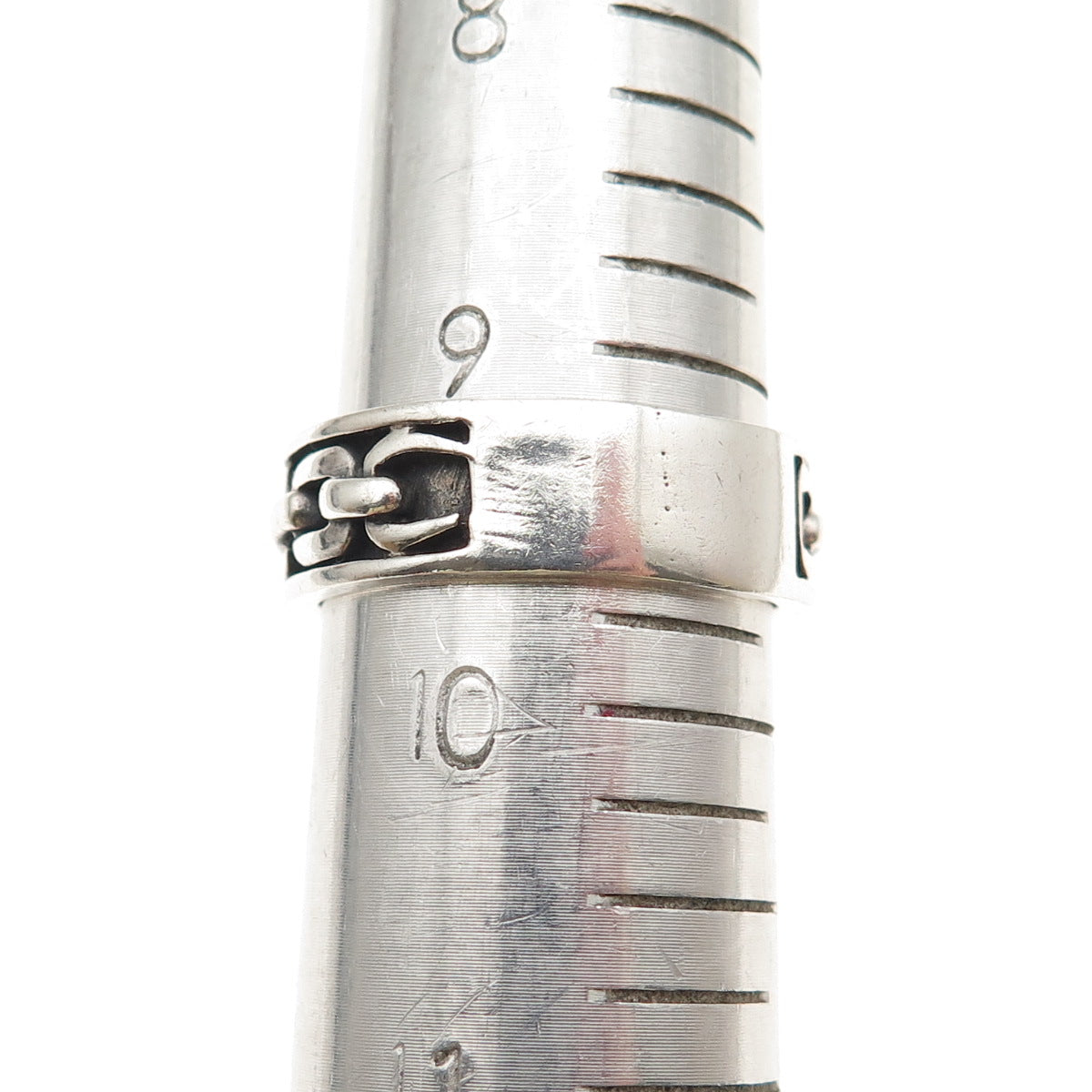 925 Sterling Silver Vintage Mexico Cable Link Oxidized Band Ring Size 9.75