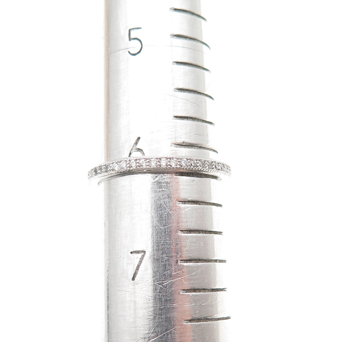 925 Sterling Silver Round-Cut C Z Stackable Eternity Band Ring Size 6.25