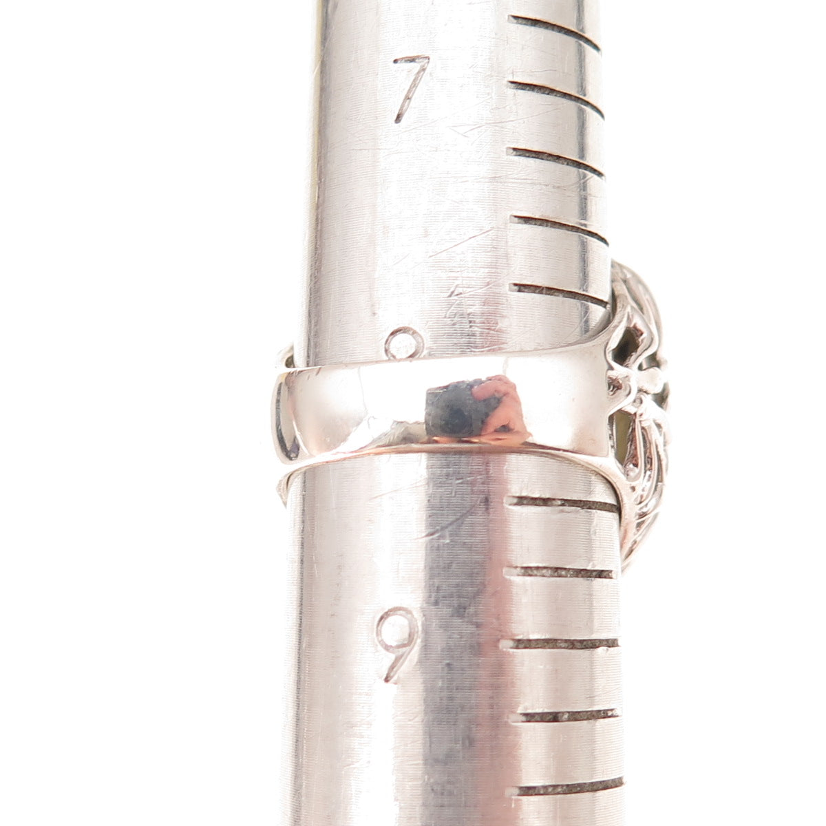 925 Sterling Silver Real Labradorite Floral Ring Size 8.25