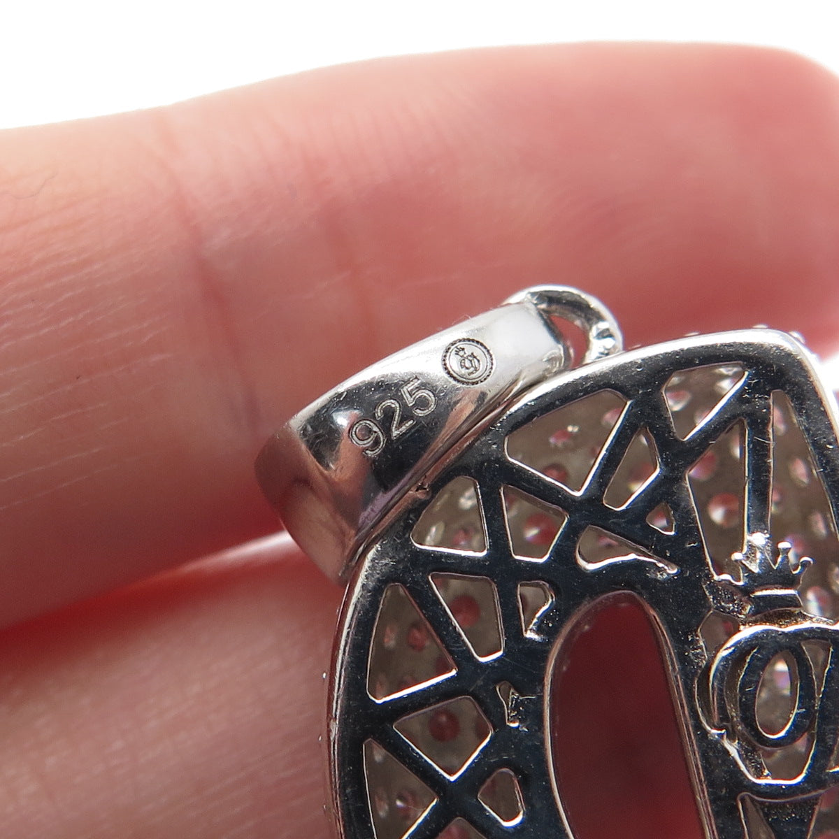 925 Sterling Silver Round-Cut C Z Sparkle Melted Letter D Initial Charm Pendant