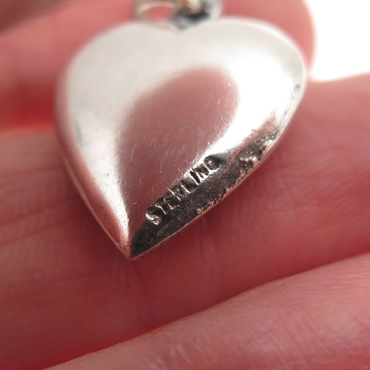 925 Sterling Silver Antique Art Deco Enamel Floral Chatelaine Heart Mini Pendant