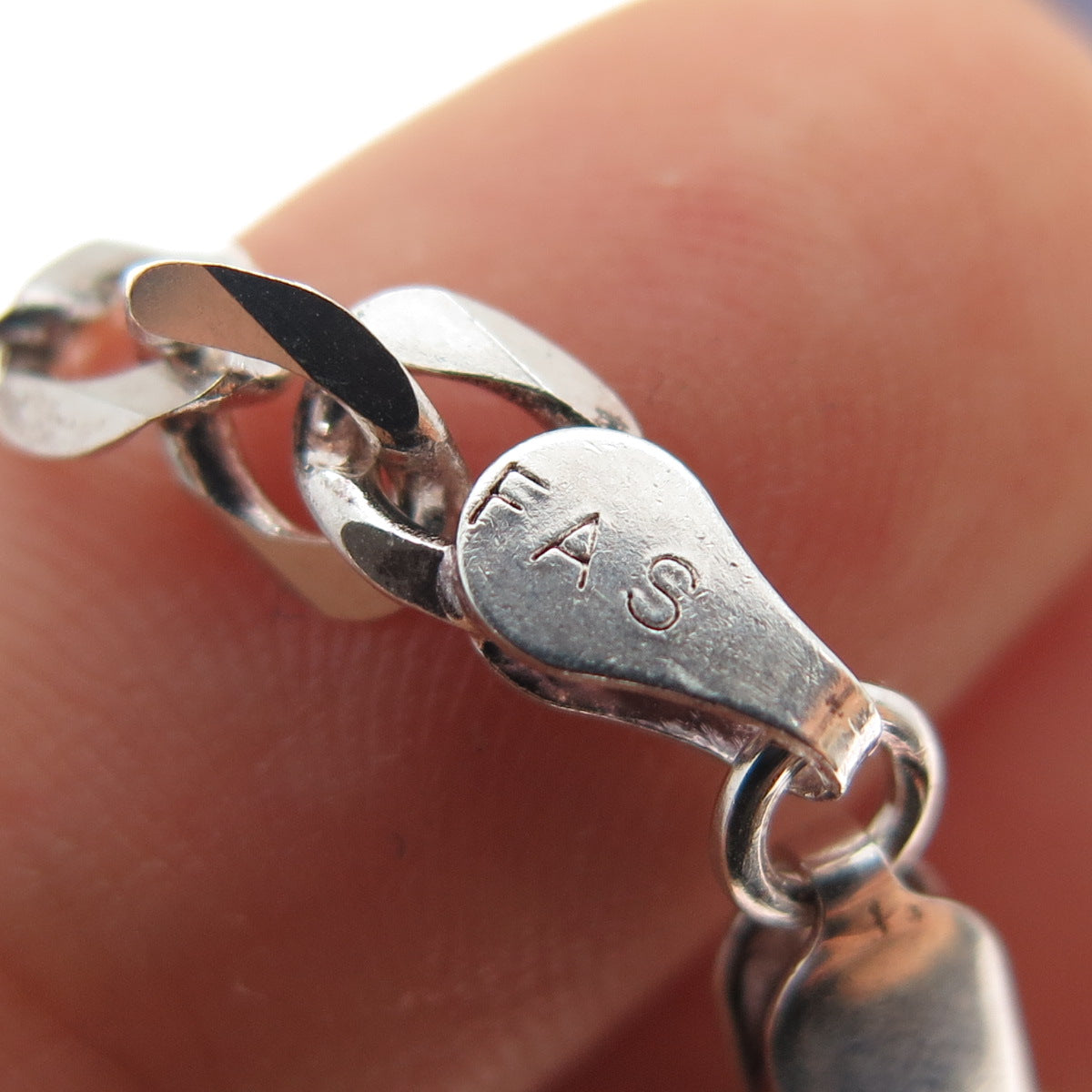 925 Sterling Silver Vintage Italy Figaro Link Bracelet 8"
