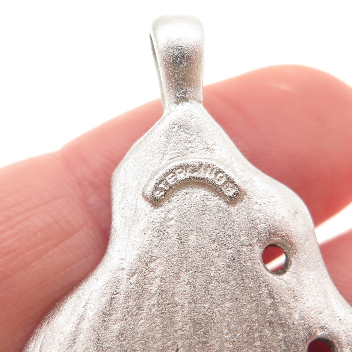 925 Sterling Silver Vintage Real Round-Cut Sapphire Modernist Pendant