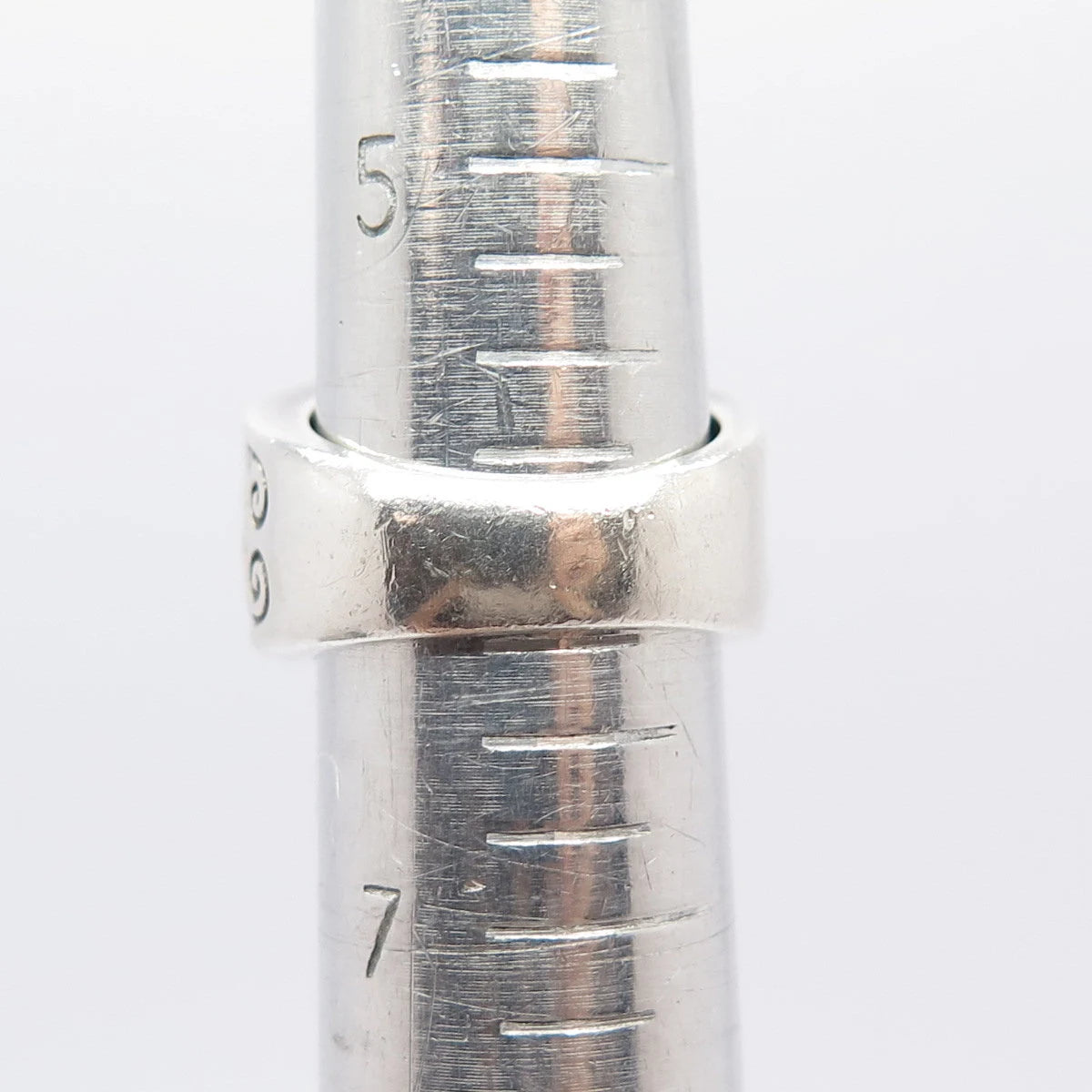 925 Sterling Silver Vintage Striped Wide Band Ring Size 6.25