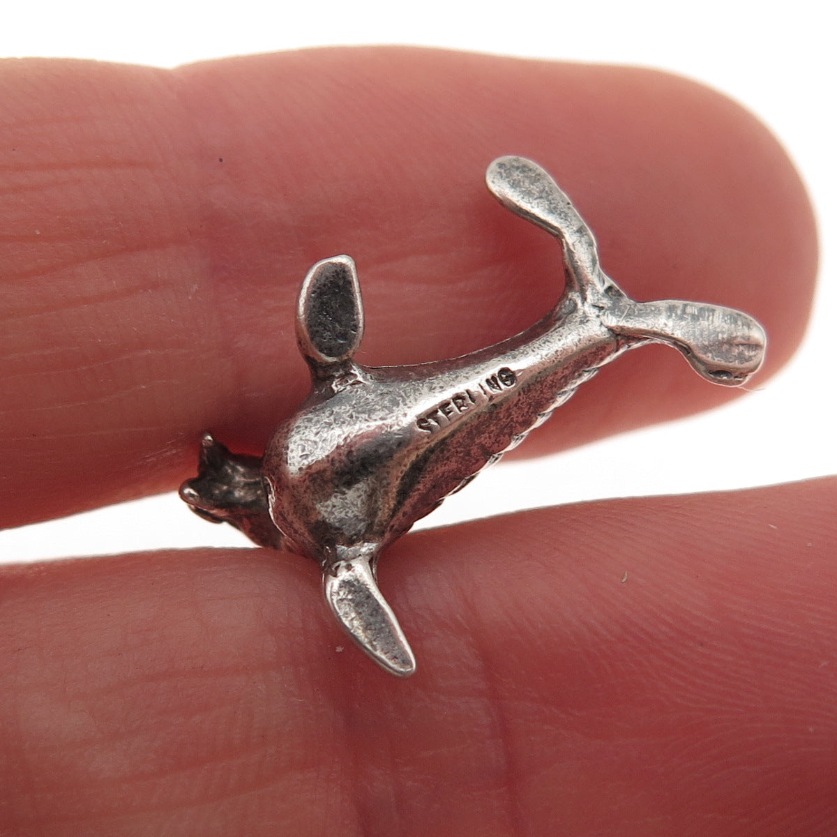 925 Sterling Silver Vintage Sea Lion Oxidized 3D Charm Pendant