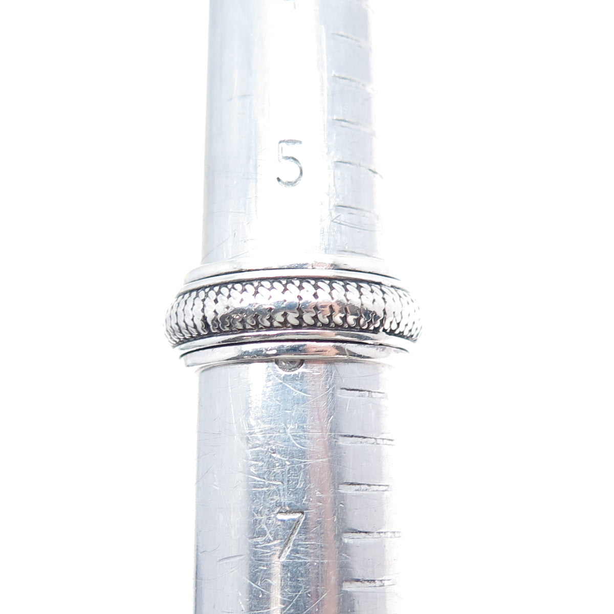 GeoArt 925 Sterling Silver Vintage Oxidized Rotating Band Ring Size 6