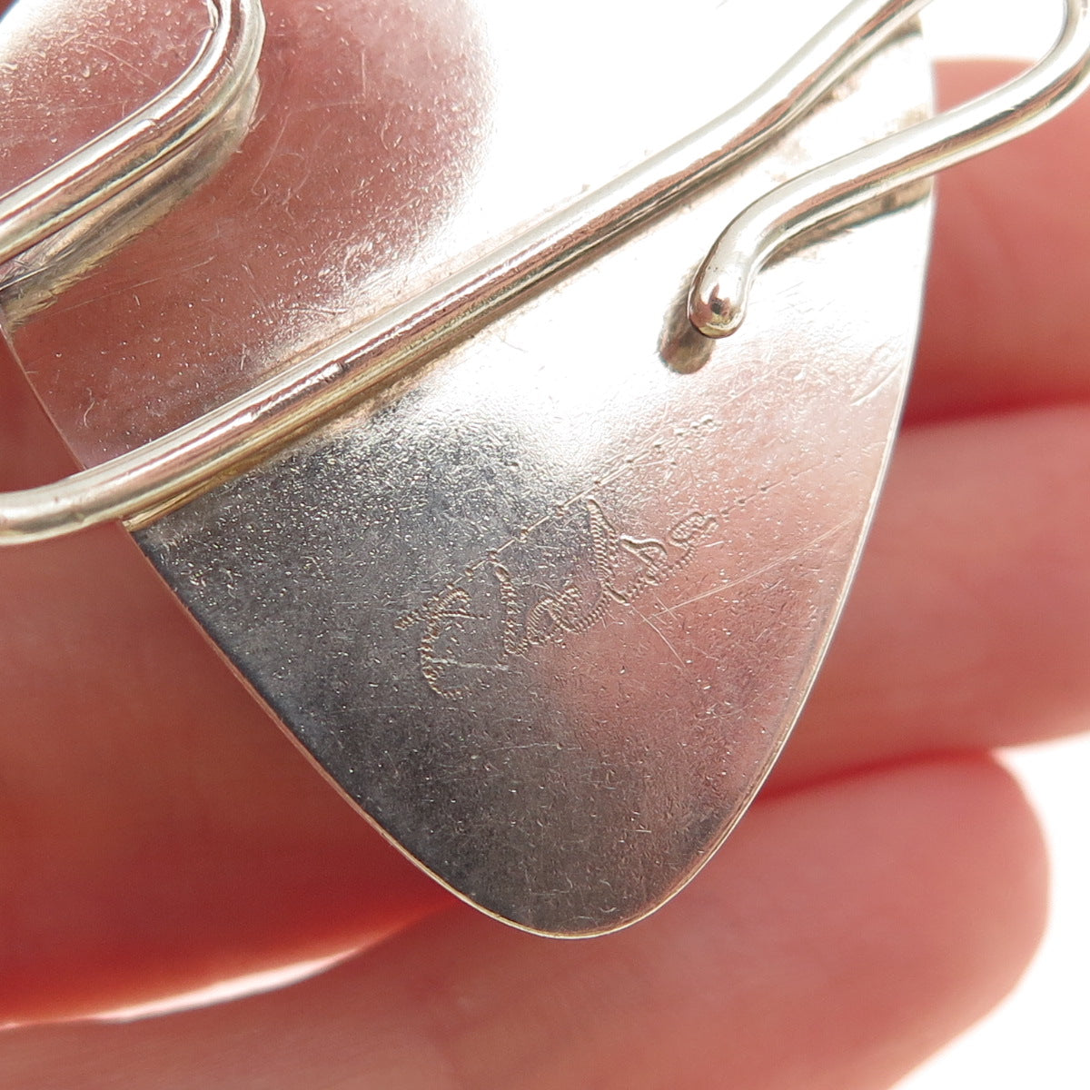 TABRA Sterling Vintage Dichroic Glass Real Blue Topaz Modernist Slide Pendant