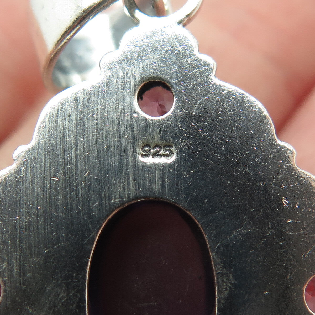 925 Sterling Silver Vintage Real Amethyst Gemstone Ethnic / Boho Pendant