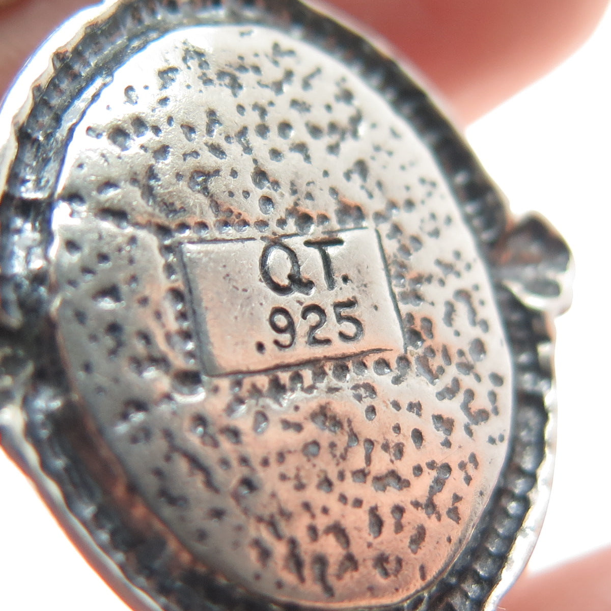 QUOC TURQUOISE 925 Sterling Silver Vintage Rose Agate Gem Beads Bracelet 7"