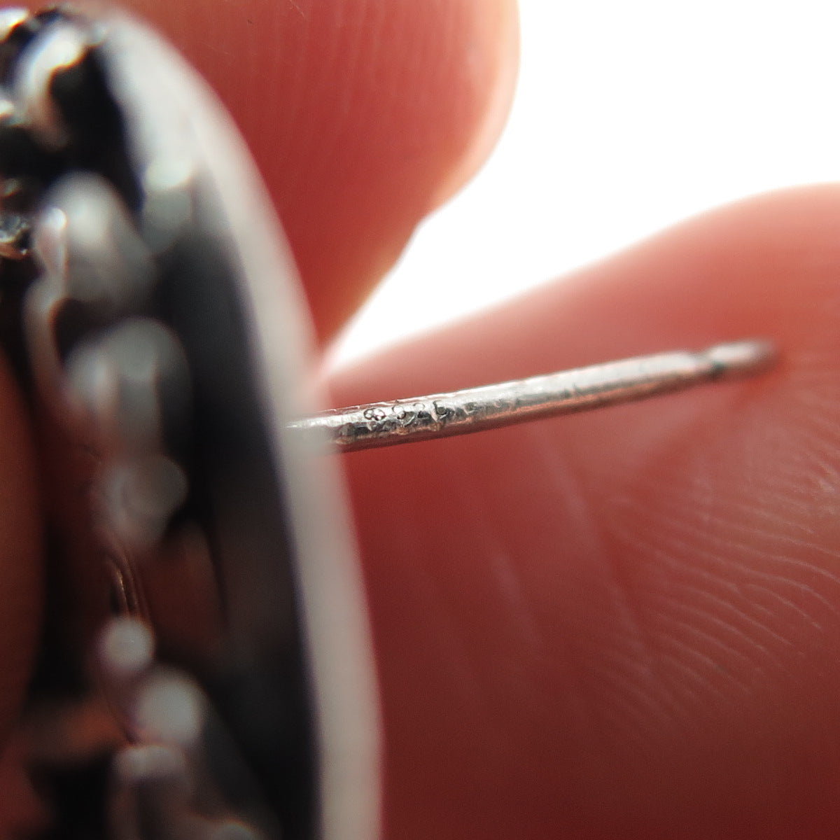 925 Sterling Silver 2-Tone Vintage Modernist Flower Blossom Oxidized Earrings