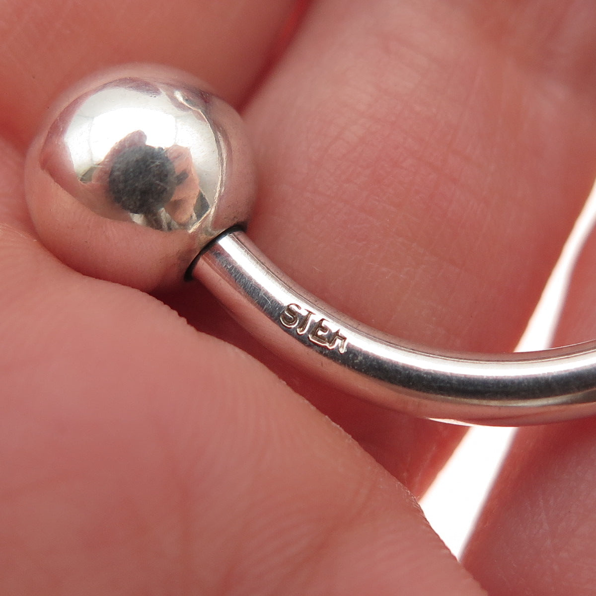 925 Sterling Silver Vintage Screw Ball Key Ring