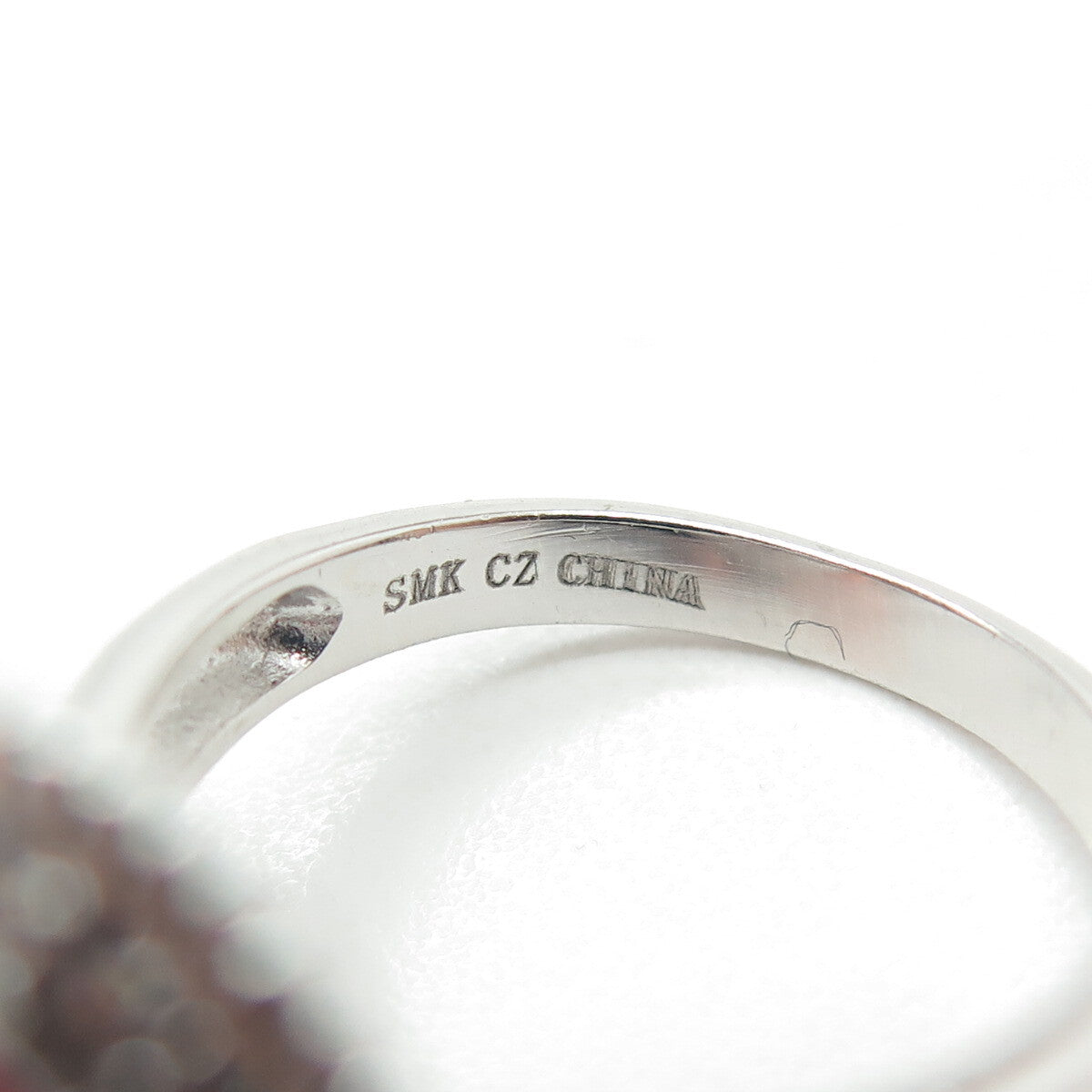 925 Sterling Silver Lab-Created Ruby & C Z Ring Size 7