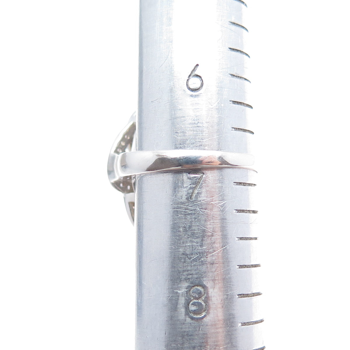 925 Sterling Silver Nano Amethyst & C Z Flower Ring Size 6.75