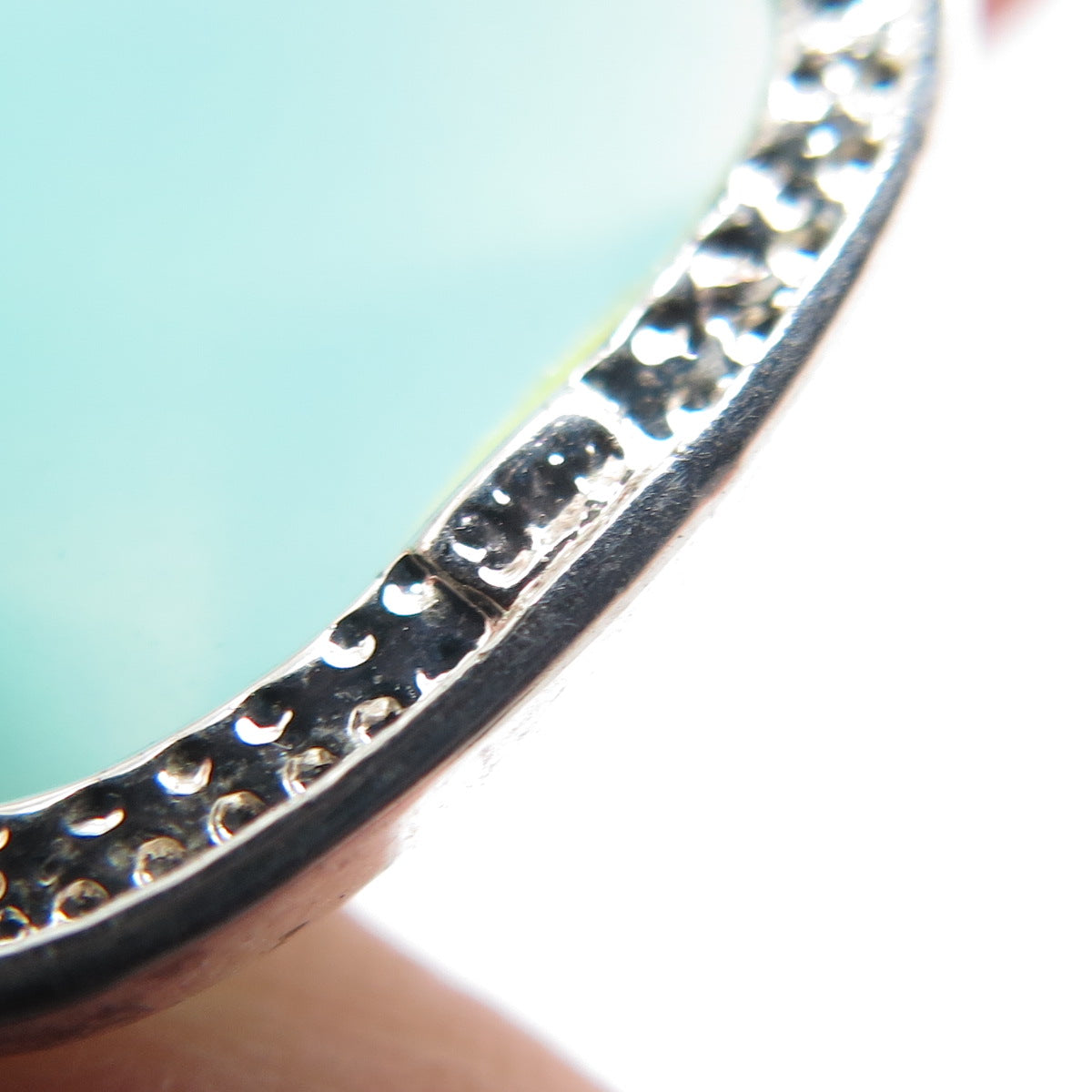 925 Sterling Silver Vintage Cushion-Cut Blue Chalcedony Charm Pendant
