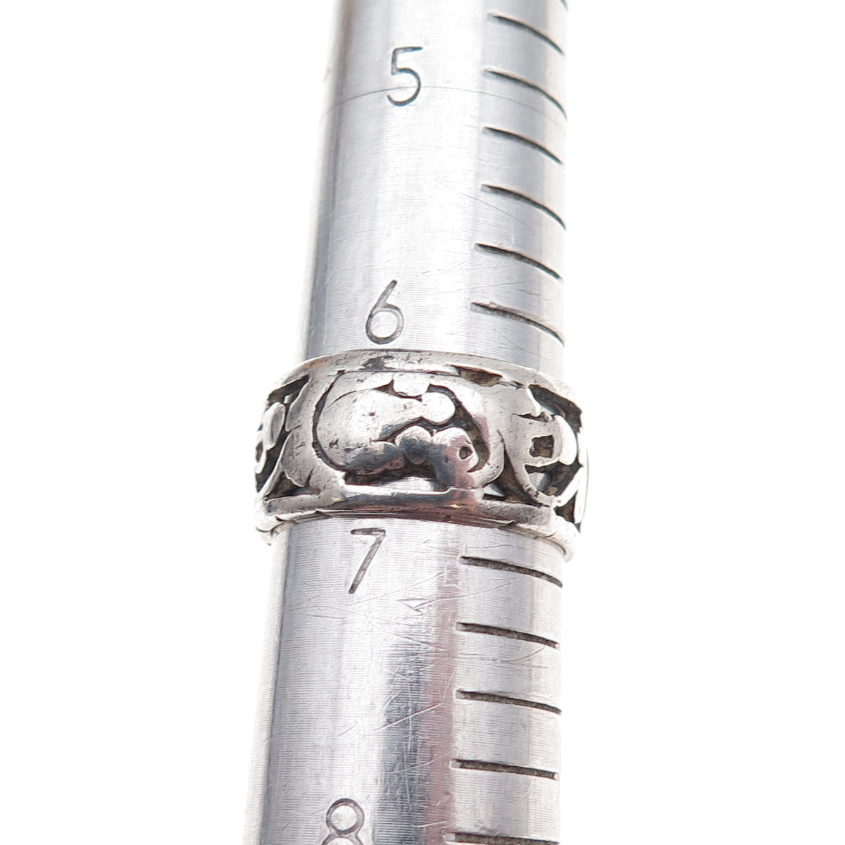 J.D. Schlang Co. 925 Sterling Silver Antique Art Deco Floral Band Ring Size 7