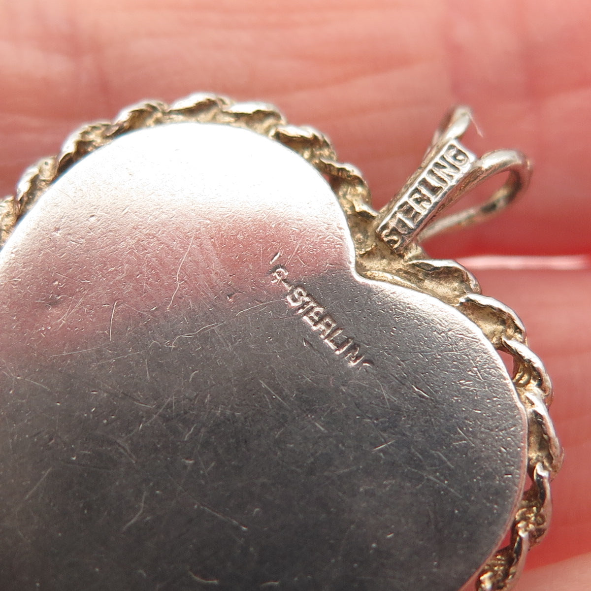 925 Sterling Silver 2-Tone Vintage Rhinestone Heart Locket Charm Pendant