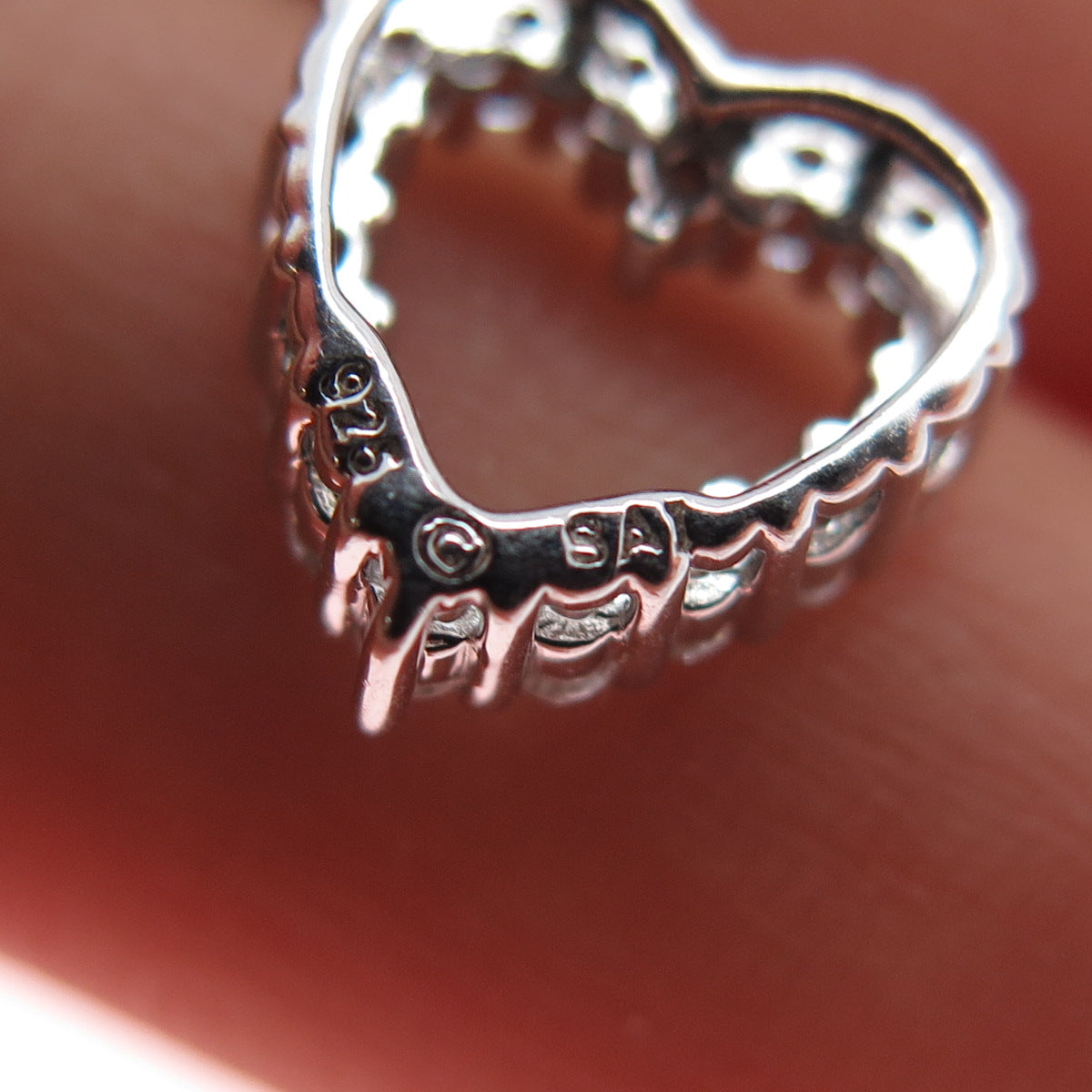 SAI 925 Sterling Silver Round-Cut C Z Heart Minimalist Slide Charm Pendant