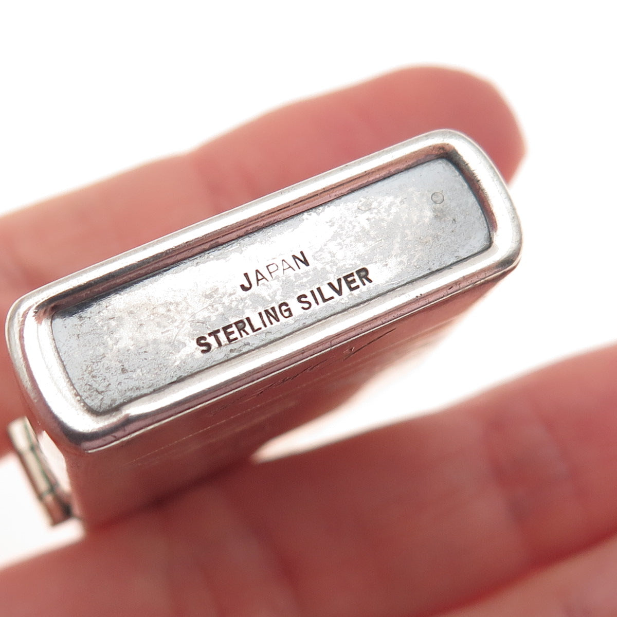 925 Sterling Silver 2-Tone Antique Japan Osan Air Base Zippo Lighter Case