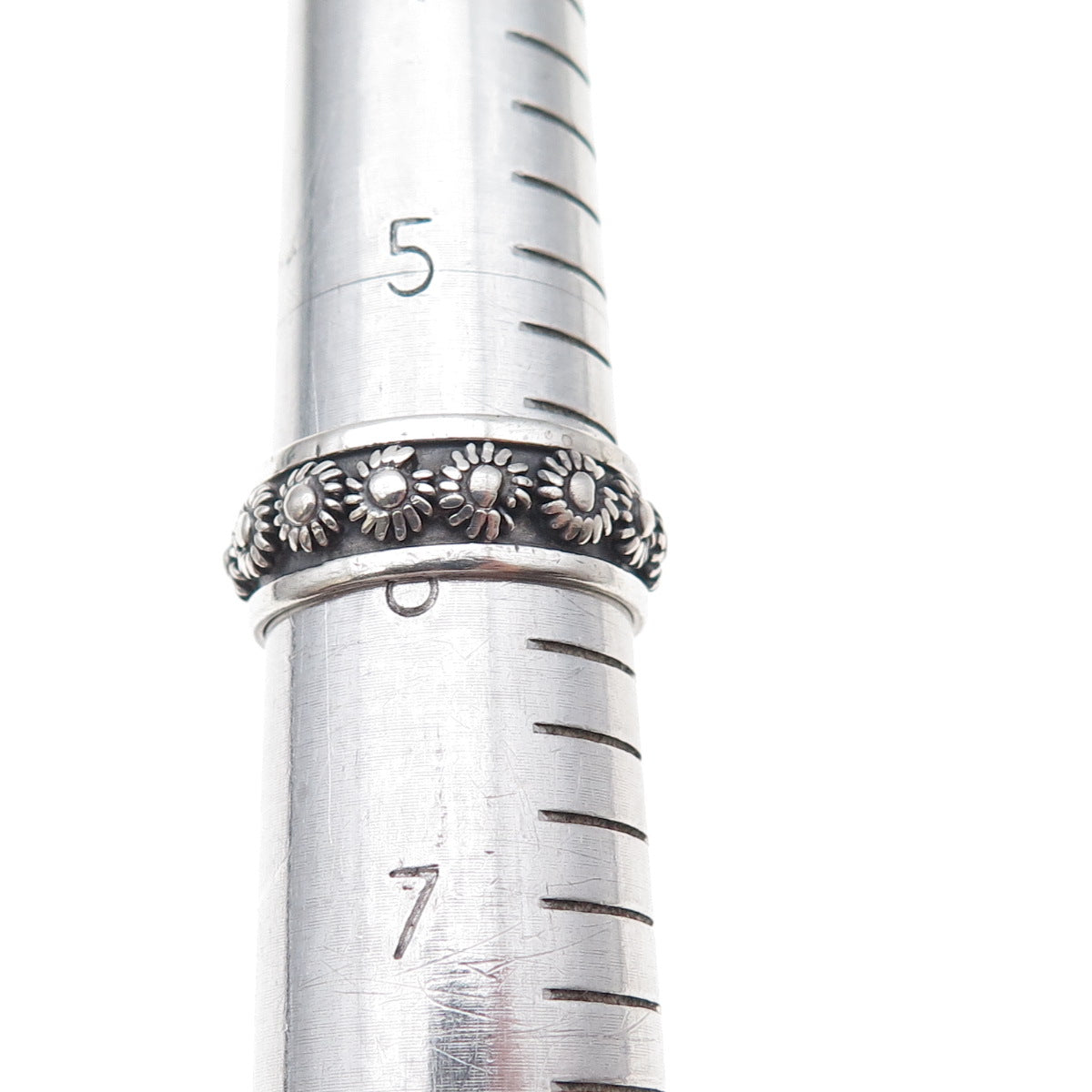 925 Sterling Silver Vintage Mexico Cannetille Oxidized Band Ring Size 6