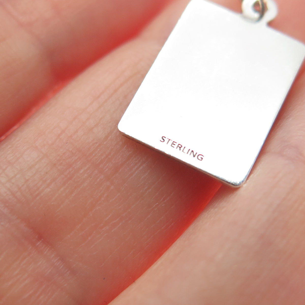 925 Sterling Silver Red Enamel Happy Phony, Romantic Minimalist Charm Pendant