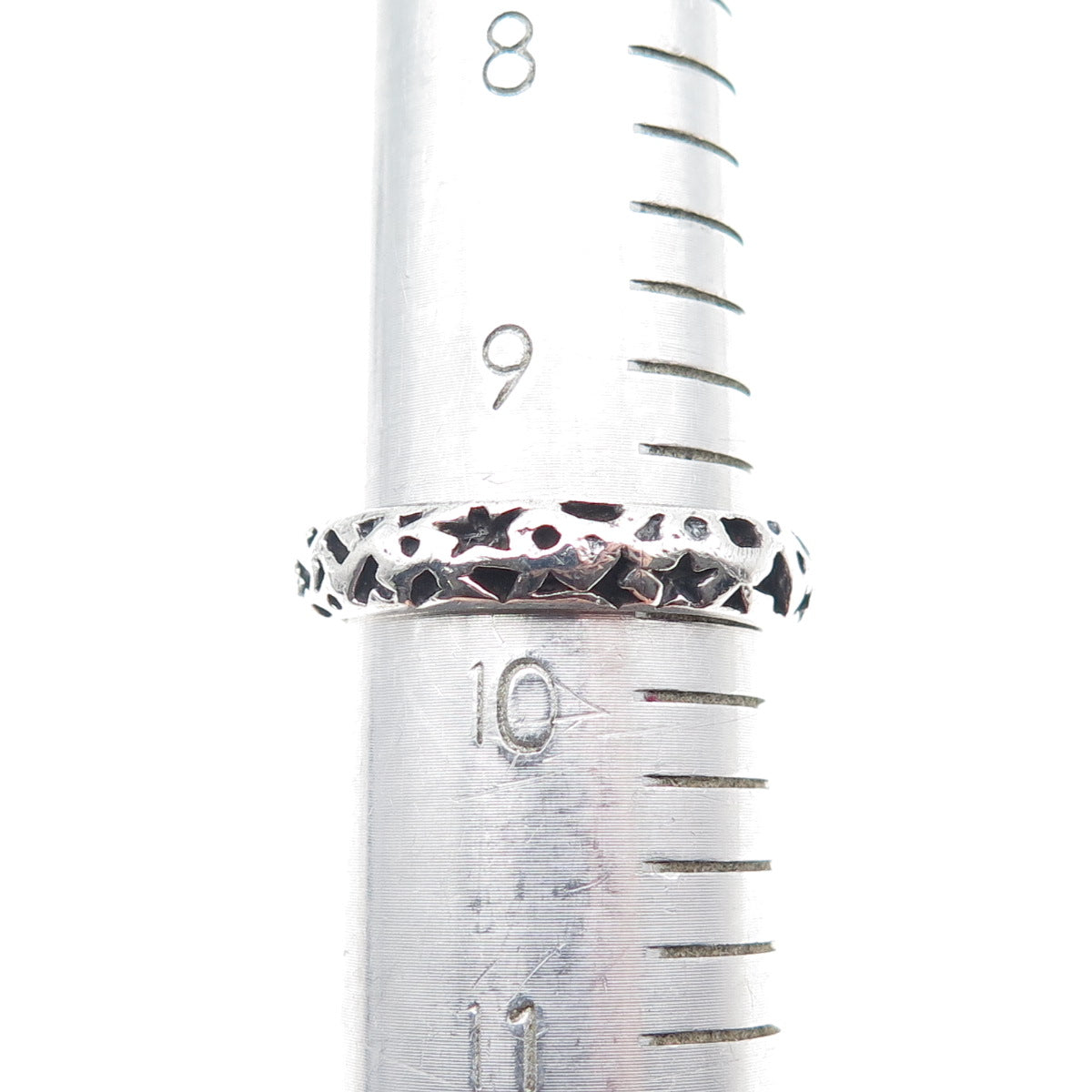 925 Sterling Silver Vintage Modernist Celestial Oxidized Band Ring Size 9.75