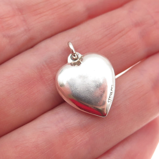 925 Sterling Antique Art Deco Enamel Floral Chatelaine Heart Mini Charm Pendant