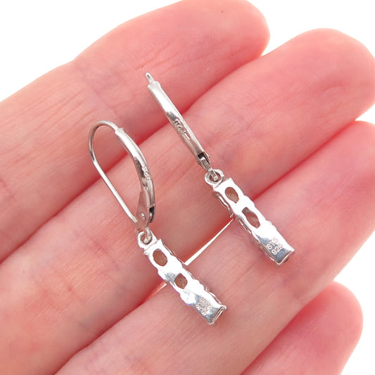 Chuck Clemency 925 Sterling Silver Real Oval-Cut Green Amethyst Dangle Earrings