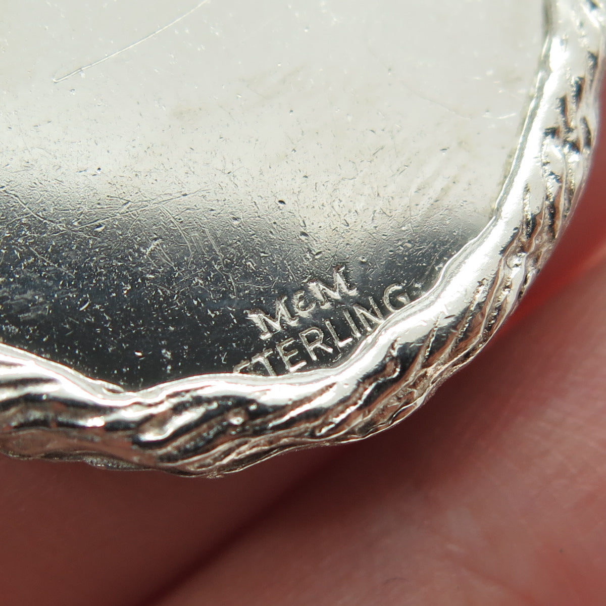 925 Sterling Silver Antique Art Deco "Mother" Textured Pendant