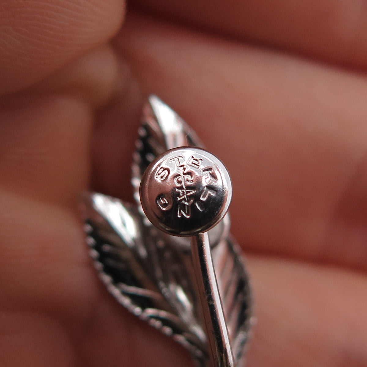 CARL ART 925 Sterling Silver Antique Art Deco Floral Leaf Screw Back Earrings