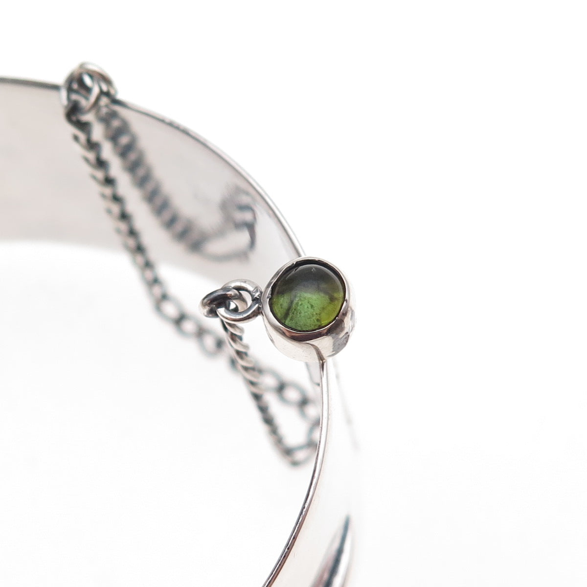E. Allen Sterling Silver Vintage Real Peridot Modernist Oxidized Bracelet 7.5"